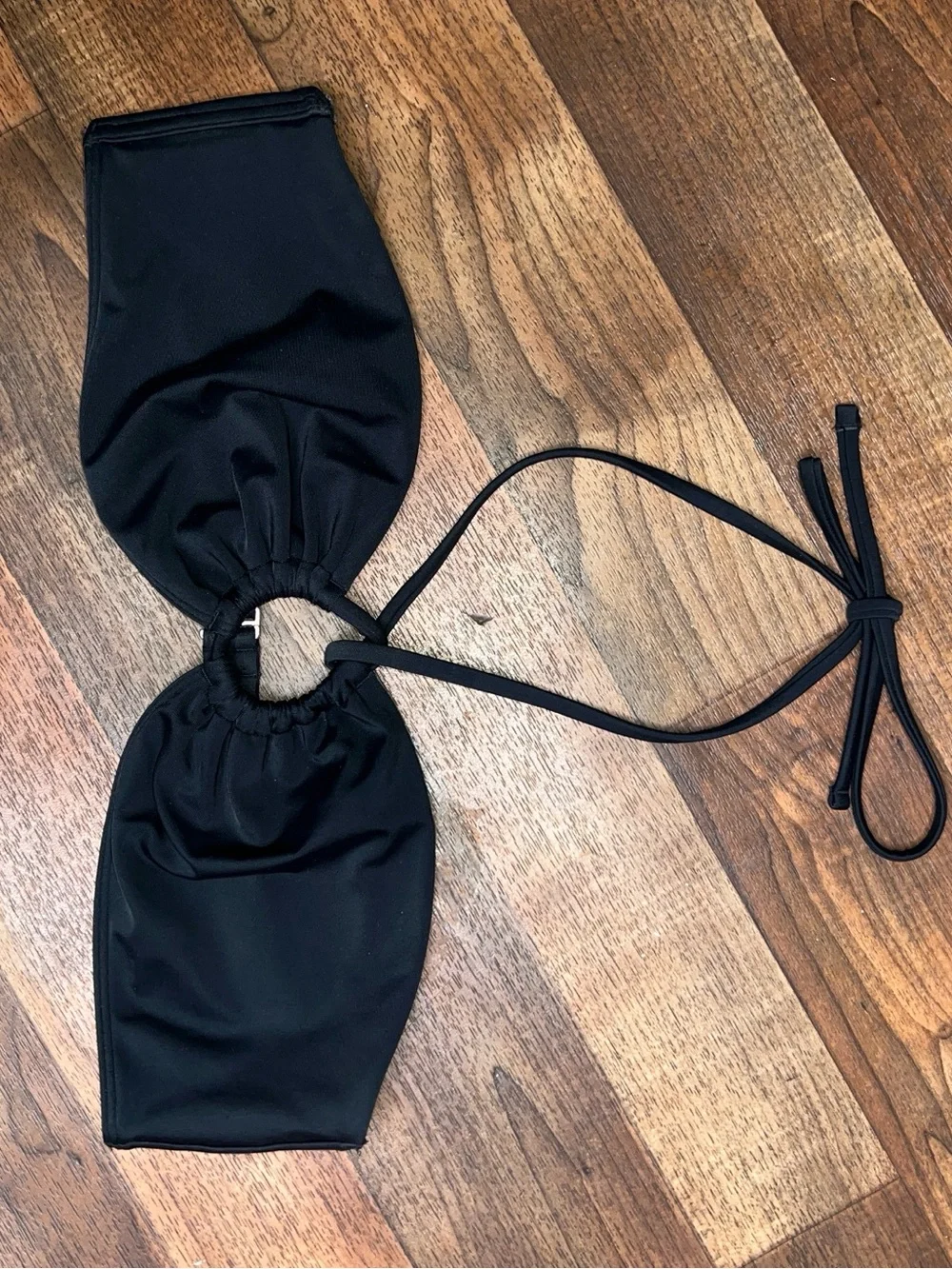Abercrombie & Fitch Black Ring-Front Bandeau Bikini Top